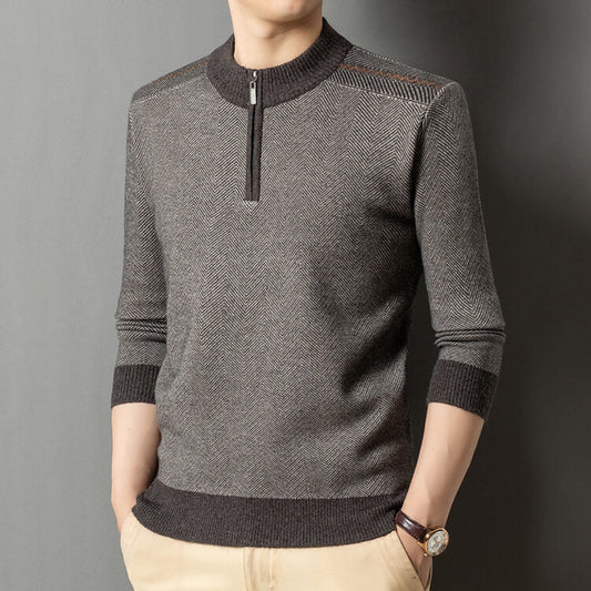 Jacquard half turtleneck thick warm casual sweater