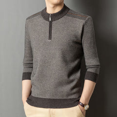Jacquard half turtleneck thick warm casual sweater