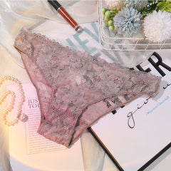 Rhinestone Chain Breathable Sexy Transparent Lace Panties