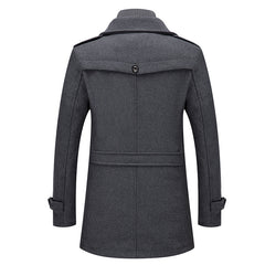 New Winter Men's Business Double Collar Woolen Coat