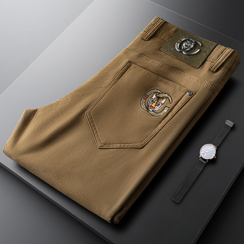 Men's Embroidered Straight Simple Business Casual Pants