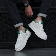 Men's New Winter Velvet Casual Cowhide White Shoes