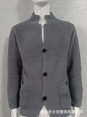 Men's slim fit stand collar knitted cardigan