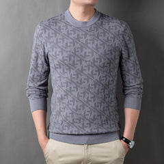 New men's round neck solid color sweater