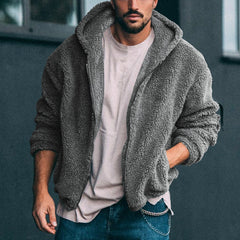 2023 Men's New Double-sided Arctic Velvet Hooded Zipper Jacket