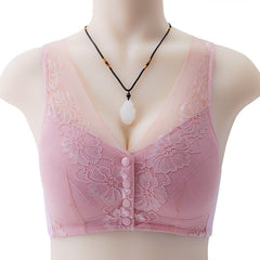 New Lace Front Button No Wire Plus Size Bra