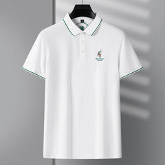 Pure cotton high-end embroidered lapel polo shirt