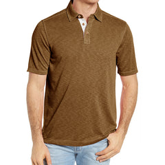 Men's Lapel Cotton Casual Color Block POLO Shirt