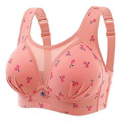 Plus size thin non-wire printed bra