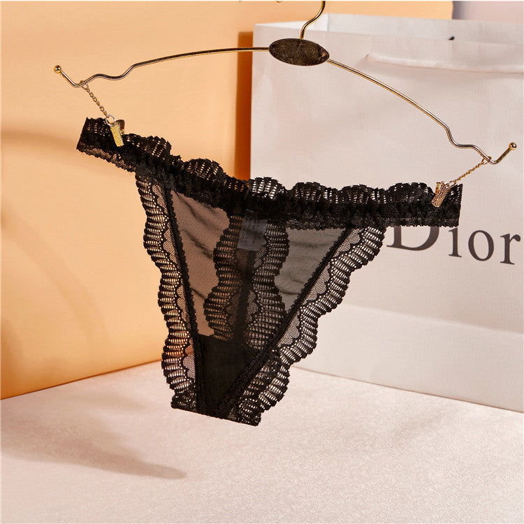 Lace Mesh Transparent Breathable Sexy Low Waist Sweet Thong