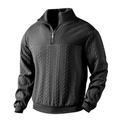 Retro Casual Stand Collar Zipper Jacquard Knitted Sweatshirt