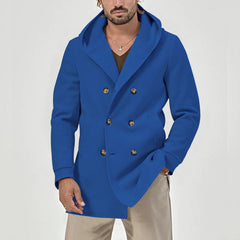 Men's Slim Fit Woolen Windbreaker Hooded Casual Jacket