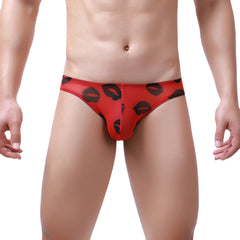 Men's Sexy Mesh Crotchless Print Briefs