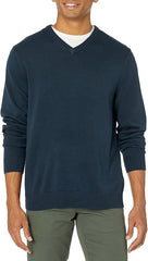 Men's Solid Color V-neck Sweater