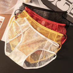 Sexy Satin Lace Mesh Briefs