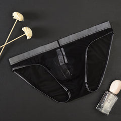 Men's Mesh Low Waist Sexy Ice Silk Briefs