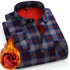 New Men's Winter Velvet Thickened Warm Double-sided Velvet Long-sleeved Shirt
