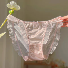 Premium satin lace sheer low rise panties