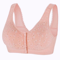 Cotton front buttoned large size wire-free bra