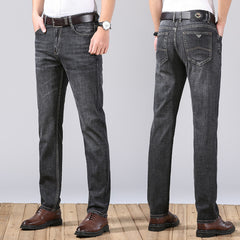 Men's High Waist Elastic Straight Loose Business Casual High-end Jeans