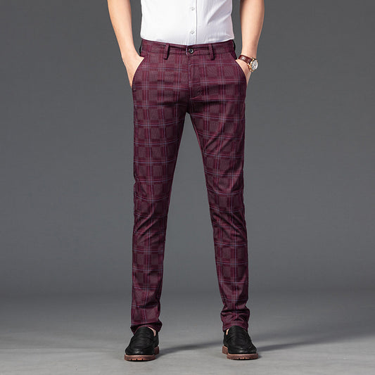 Men's Business Printed Plaid Slim Fit Stretch Casual Pants