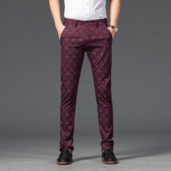 Men's Business Printed Plaid Slim Fit Stretch Casual Pants
