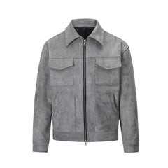 Men's Deerskin Thickened Zippered Large Pocket Jacket