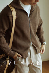 Zippered Simple Solid Color Loose Sweater