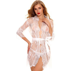 Sexy Large Size Sexy See-through Cardigan Lace Underwear