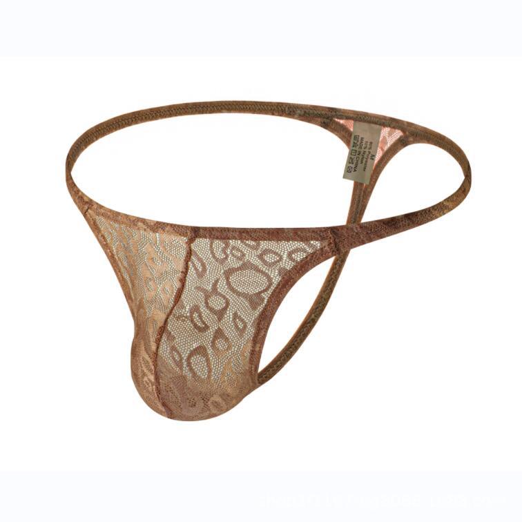 Trendy men's lace transparent thong