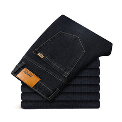 stretch straight-leg baggy jeans