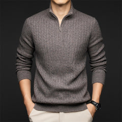 Men's Half Zip Solid Color Casual Sweater
