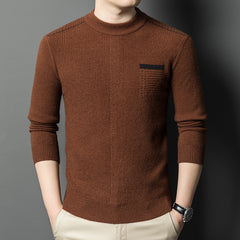 Casual warm loose fit jacquard crew neck sweater