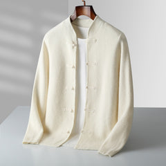 Men's Pure Retro Casual Tang Suit Button Wool Cardigan