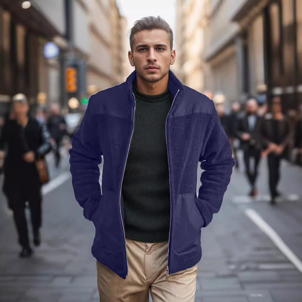 2024 New Polar Fleece Colorblock Stand Collar Jacket