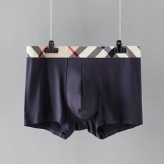 Men's Simple Striped Plaid Contrast Color Breathable Boxer Briefs