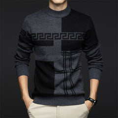 Men's contrasting round neck casual warm sweater