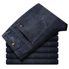 Men's Straight Leg Loose High Waist Business Stretch Casual Jeans
