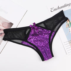 Sexy Lace Low Waist Transparent Crotchless Thong