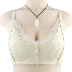 New Lace Front Button No Wire Plus Size Bra