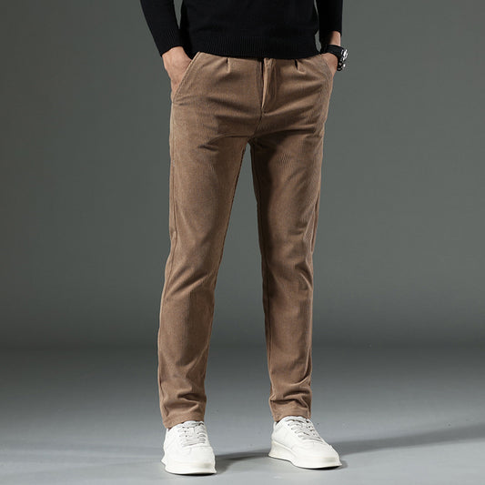 Men's Corduroy Slim Straight Striped Casual Pants