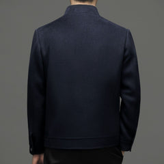 Men's Casual Stand Collar Woolen Jacket Coat