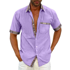 2023 Men's Summer Solid Color Plus Size Short-sleeved Shirt