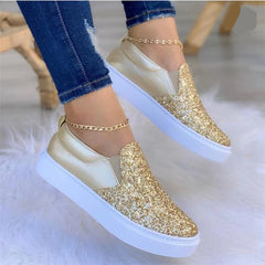 Large size new flat sequined loafers
