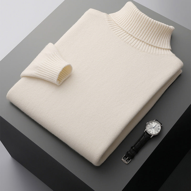 Men's 100% Wool Casual Thick Warm High Collar Sweater