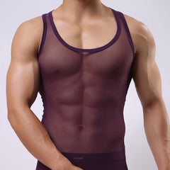 New style mesh vest T-shirt sexy men's breathable sports sleeveless