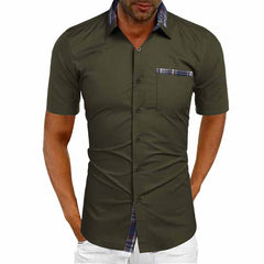 2023 Men's Summer Solid Color Plus Size Short-sleeved Shirt