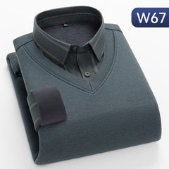 Men's Fake Two Piece Sweater Plus Fleece Sweater