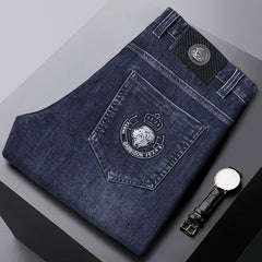 Men's Business Elastic Straight Embroidered High-end Fashion Jeans