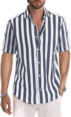 2024 Men's Fashion Striped Lapel Resort Shirts